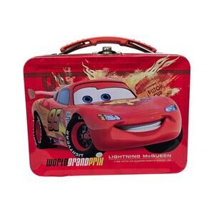DISNEY PIXAR CARS LIGHTNING McQUEEN RED TIN LUNCHBOX – PISTON CUP CHAMPION